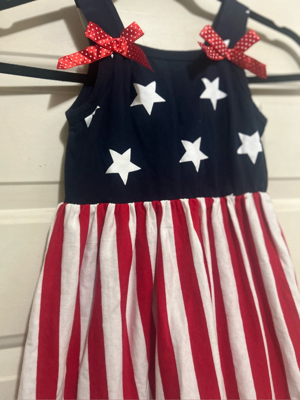 Patriotic Star & Stripe Girls' Dress - Navy, Red & White 5/6